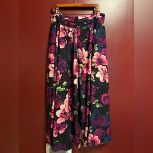 Cato Maxi Skirt Womens Size XL Black Purple Floral Whimsygoth Dark Moody Elegant